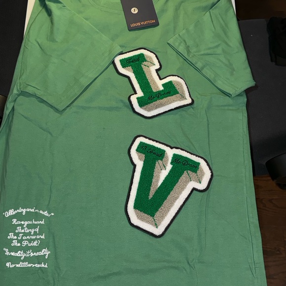 Louis Vuitton Green Tee with Logo Accents - Picture 1 of 3
